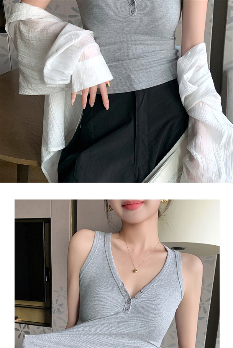 Langsha V-Neck Button Vest Women New 2026 Slim Fit Sleeveless Camisole Sexy Hot Girl Outerwear 21