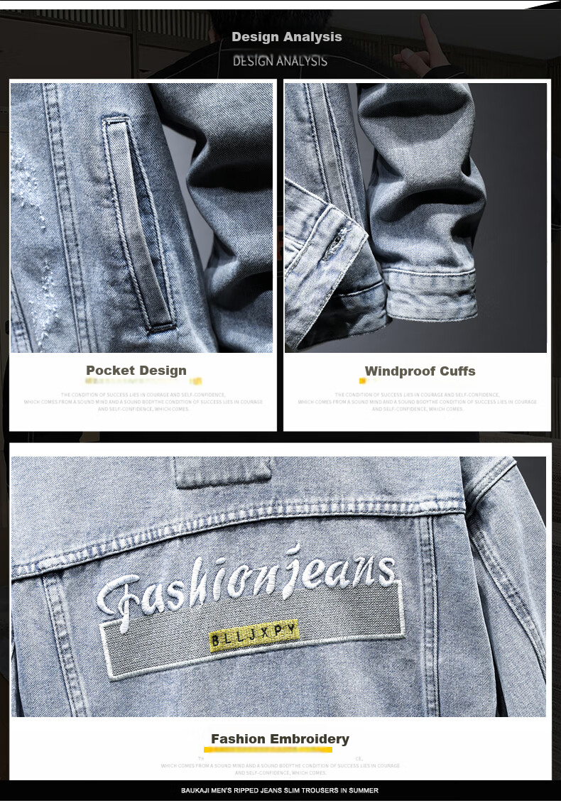 Pierre Cardin [Korean Style Trend] Men's Summer Fashion Comfortable Denim Jacket Blue L 2