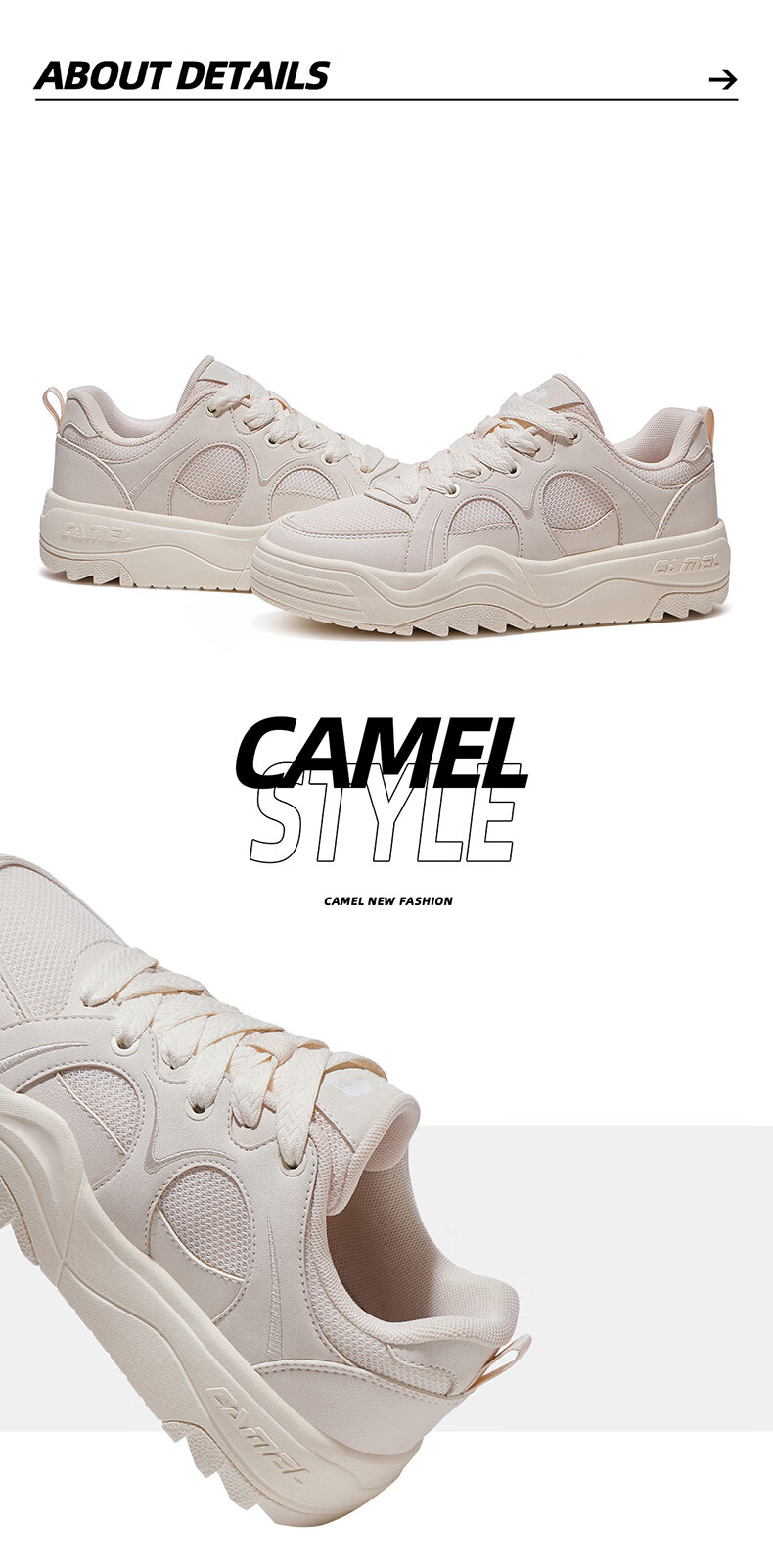 CAMEL Moon White 2nd Generation Casual Low-Top Sneakers Durable Sports Shoes for Women K26BX5L2065 Millet Yellow/Green Size 37 14