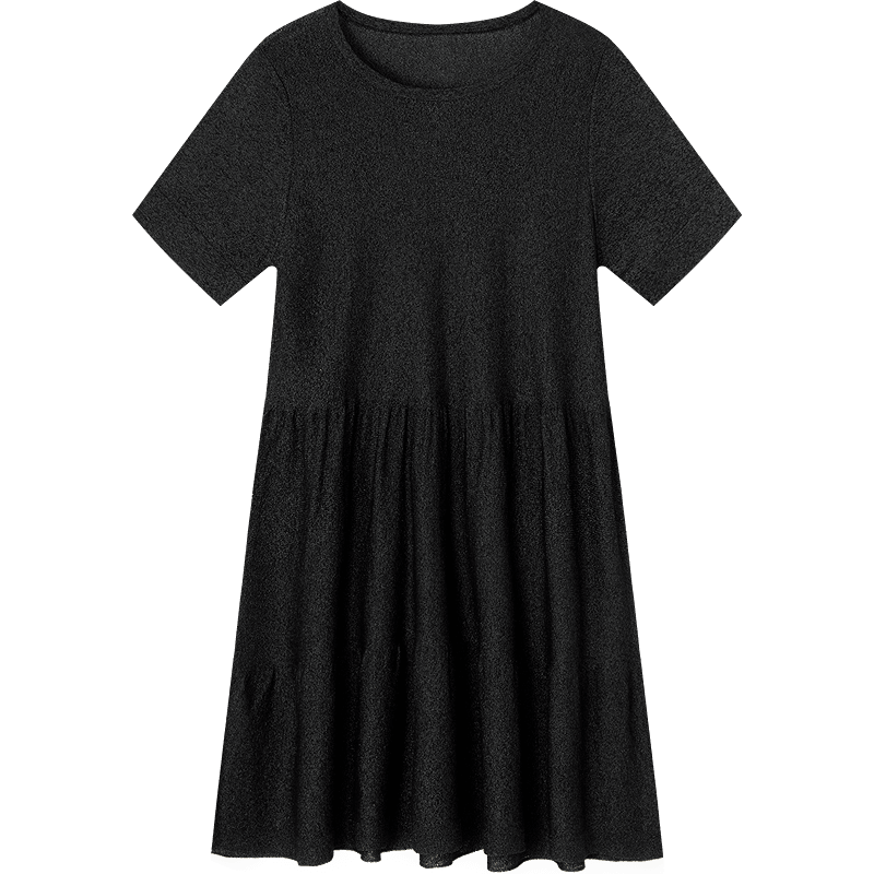 Demana Shiny Daily Summer Fashion Shiny Yarn Round Neck Ruffle Hem Loose Slimming Knit Sweater for Women High-End Feel