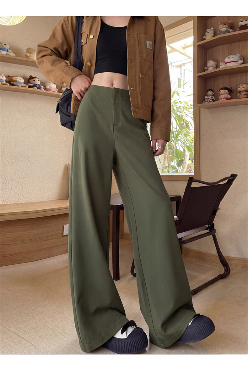 Langsha Women's Suit Pants 2026 Spring Autumn New High-End Commuter Casual High-Waist Straight Slimming Vintage Wide-Leg Pants 19