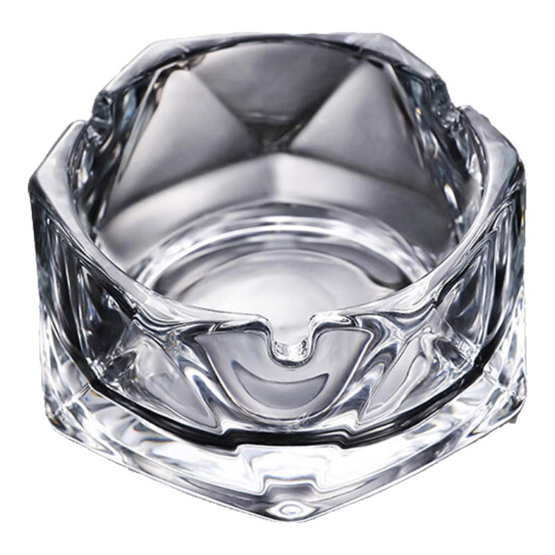 Gongxun Crystal Ashtray Creative Transparent Home Office Coffee Table Decorative Ornament, Geometric Ashtray 12cm