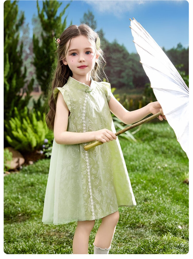 ASK JUNIOR Children's Qipao Dress 2026 Summer Toddler Short Sleeve New Chinese Style Dress for Girls 13
