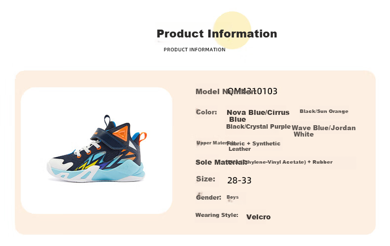 QIAODAN Kids Basketball Shoes Toddler Spring Autumn Sports Shoes Boys Velcro Black/Crystal Purple Size 28 9