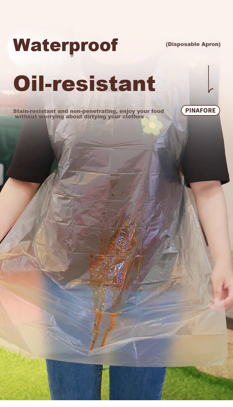BAIGE Disposable Aprons [50 Individually Packaged] Transparent Waterproof Oil-Resistant PE Aprons CW448337 5