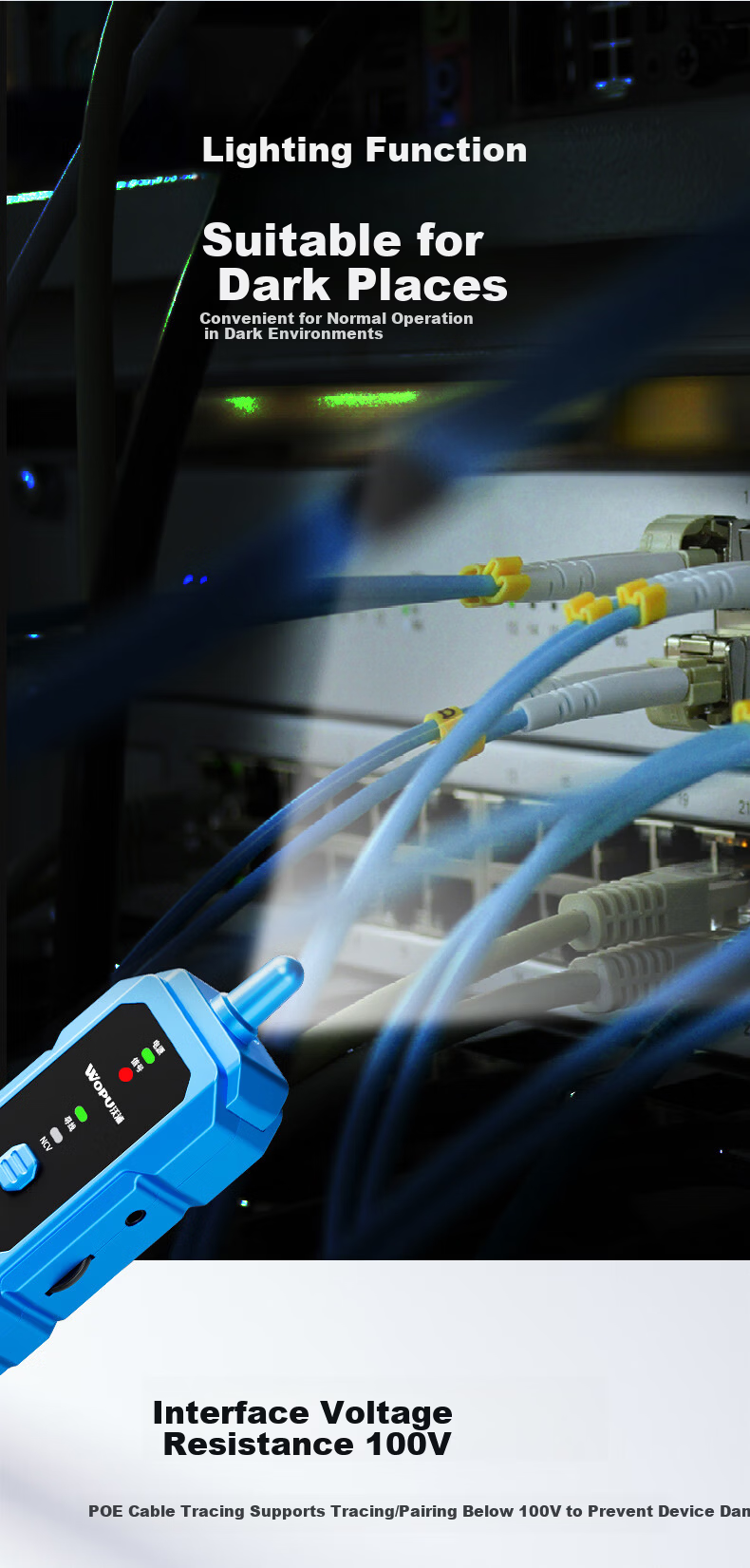 WOPU Network Cable Tester Line Tracker Telephone Switch Network Wire Detector Anti-Interference 100V Voltage Resistant Line Finder Precision Cable Tracer Network Accessory G810 6
