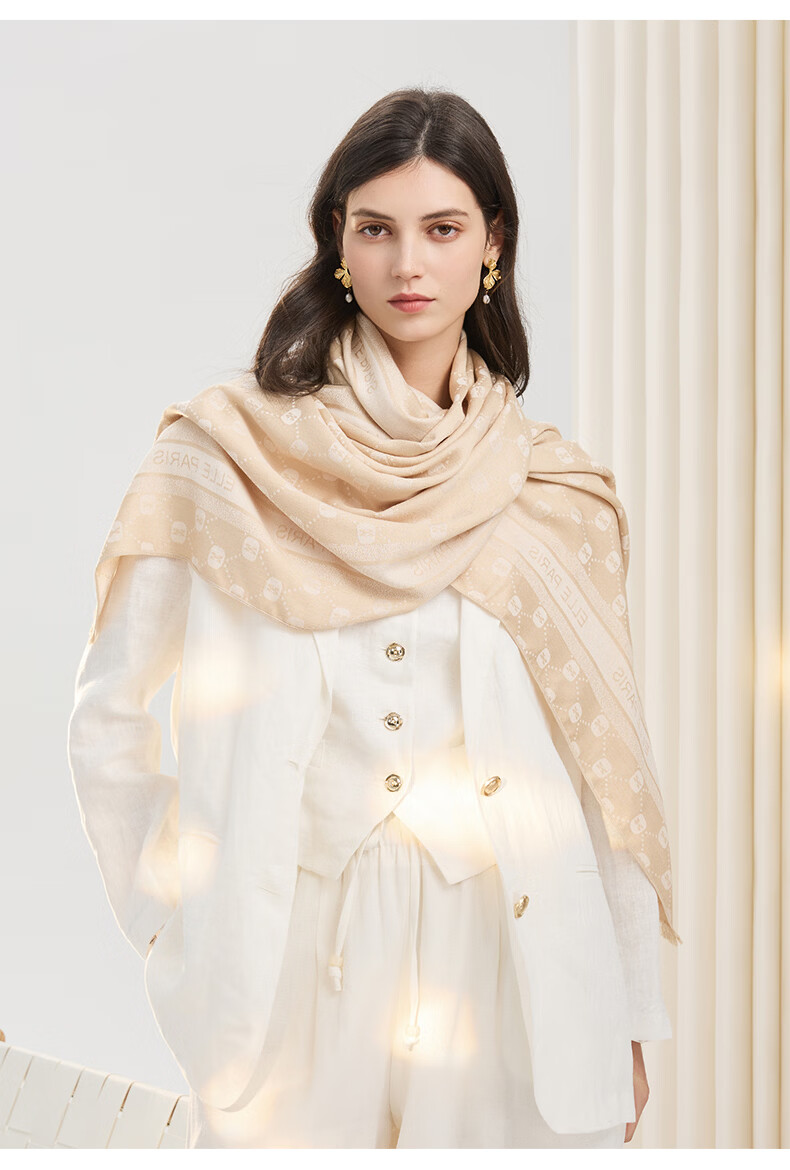 ELLE Women's Summer Office Air-Conditioned Room Warmth Shawl with Mulberry Silk Large Size Gift Box Scarf 24