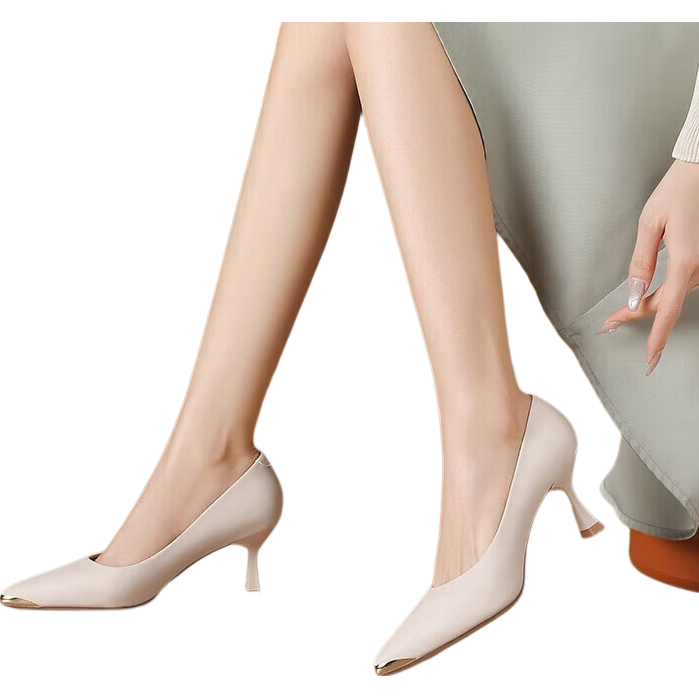 HLA Women's Commuter Professional Elegant Low-Cut Pointed Toe Stiletto Heels HDADXW1CCS129 Beige Size 35