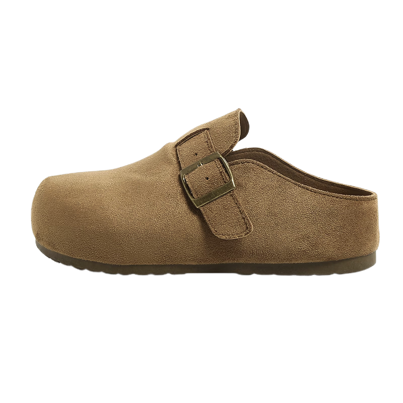 HUANQIU Women's Thick Sole Birkenstock Style Slip-On Lazy Shoes 2026 New Spring Summer Half Toe Mules with Skirt Single Shoes
