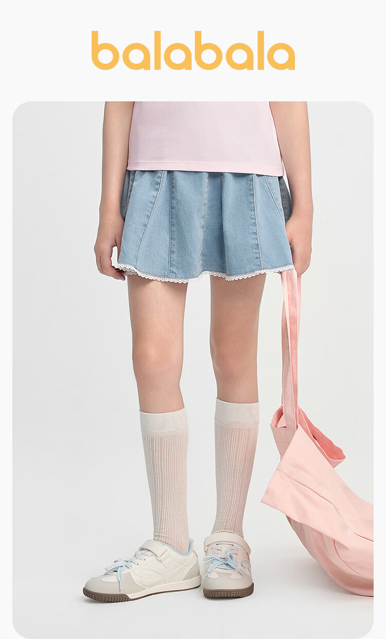 Balabala [balaOne] Girls' Denim Skirt Summer 2026 Sweet Children's Skirt 2