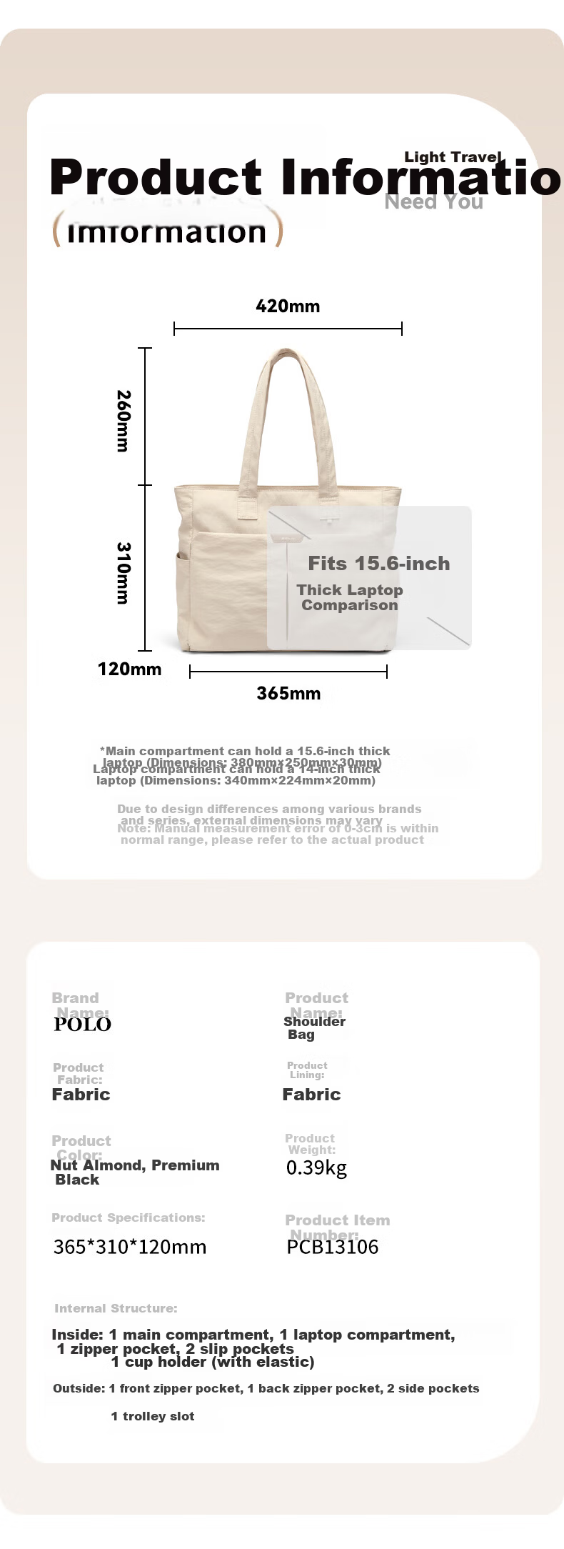 POLO Women's Shoulder Bag Handbag Large Capacity Tote Bag 14/15.6 Inch Laptop Bag Casual Commuter Birthday Gift 3