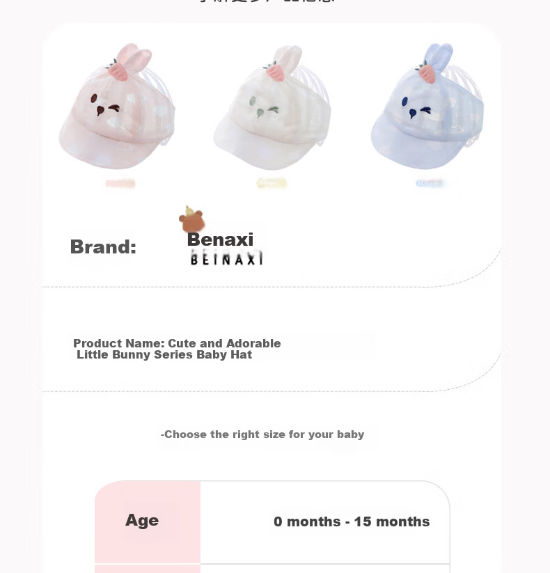 Benaxi Baby Summer Thin Hat Breathable Infant Boys Girls Soft Cotton Cap Newborn Fontanelle Protection Hat Open Top 17