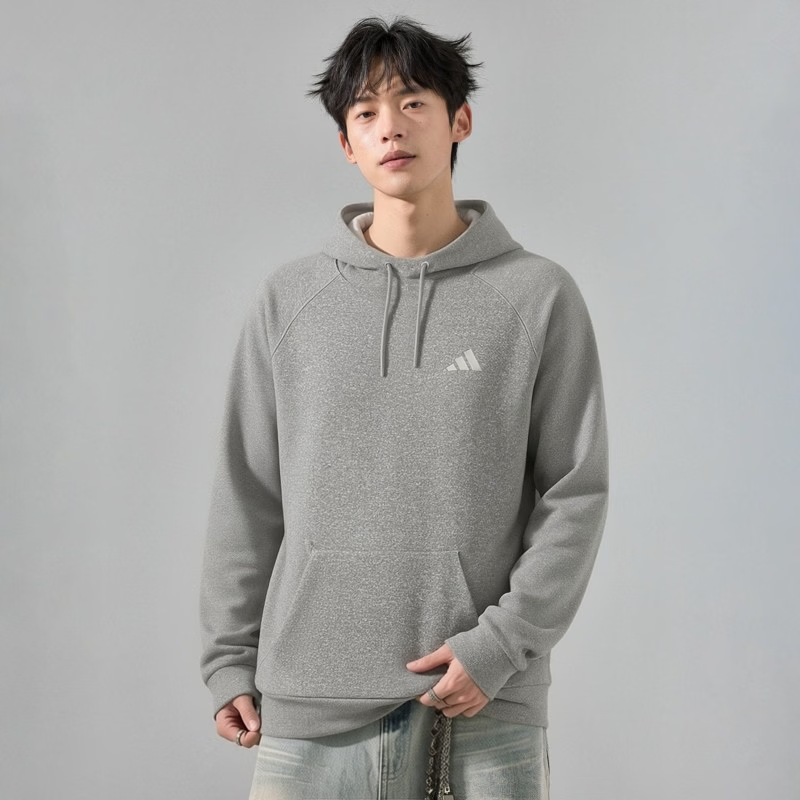 Adidas Men's Knitted Hoodie Casual Sports Pullover IW8390 Medium Heather Gray L