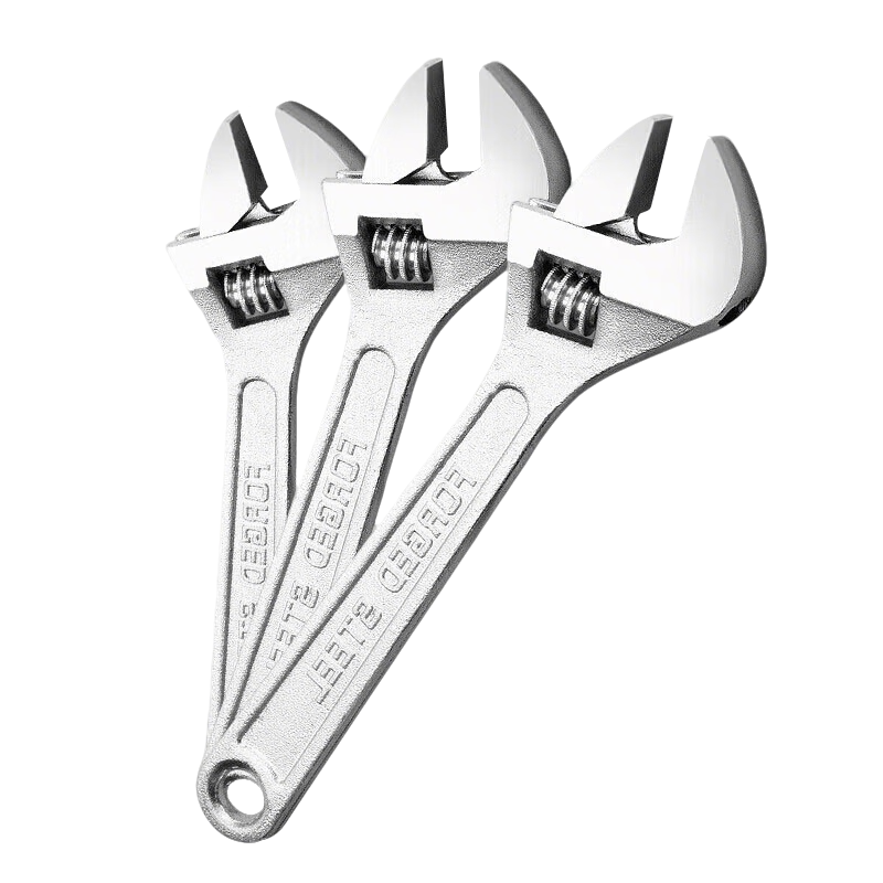 Haisidike Adjustable Wrench Industrial Grade Open-End Bright Handle Wrench Set (8/10/12 inch) Three-Piece Set [Jingcang]