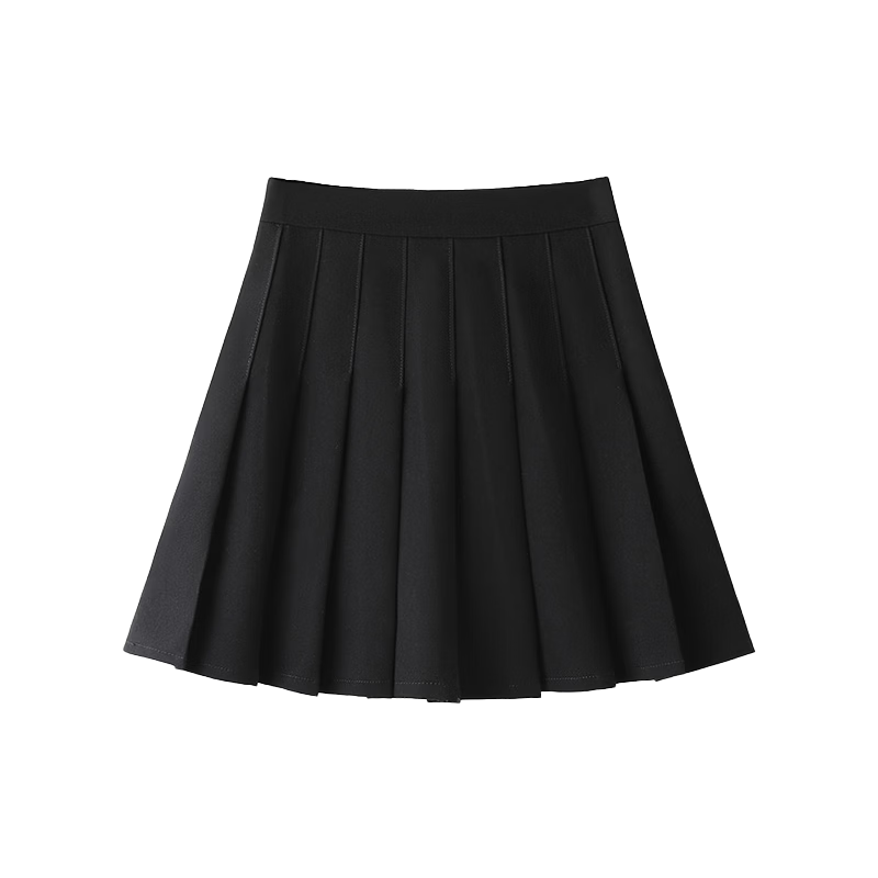 Langsha Pleated Half Skirt for Women Spring Summer Elastic Waist High Waist Slimming JK School Style A-Line Short Skirt with Pockets