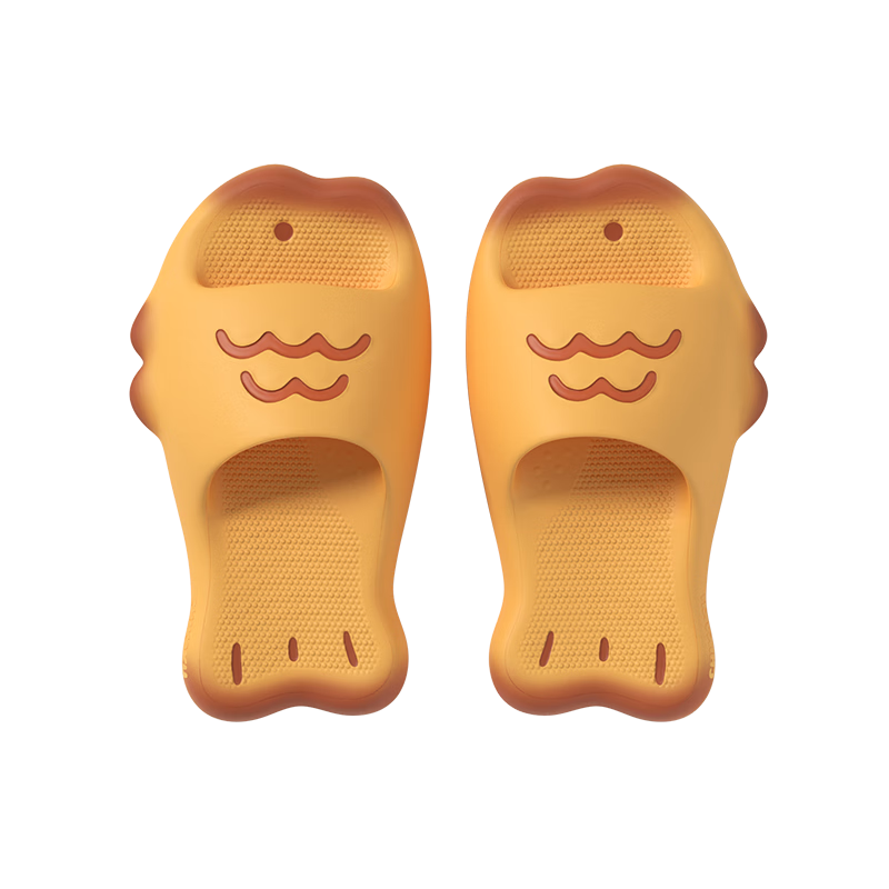 Chikoku Cute Taiyaki Slippers Women Home Thick Sole Non-Slip Slide Sandals Couples Outdoor Summer Slippers Men
