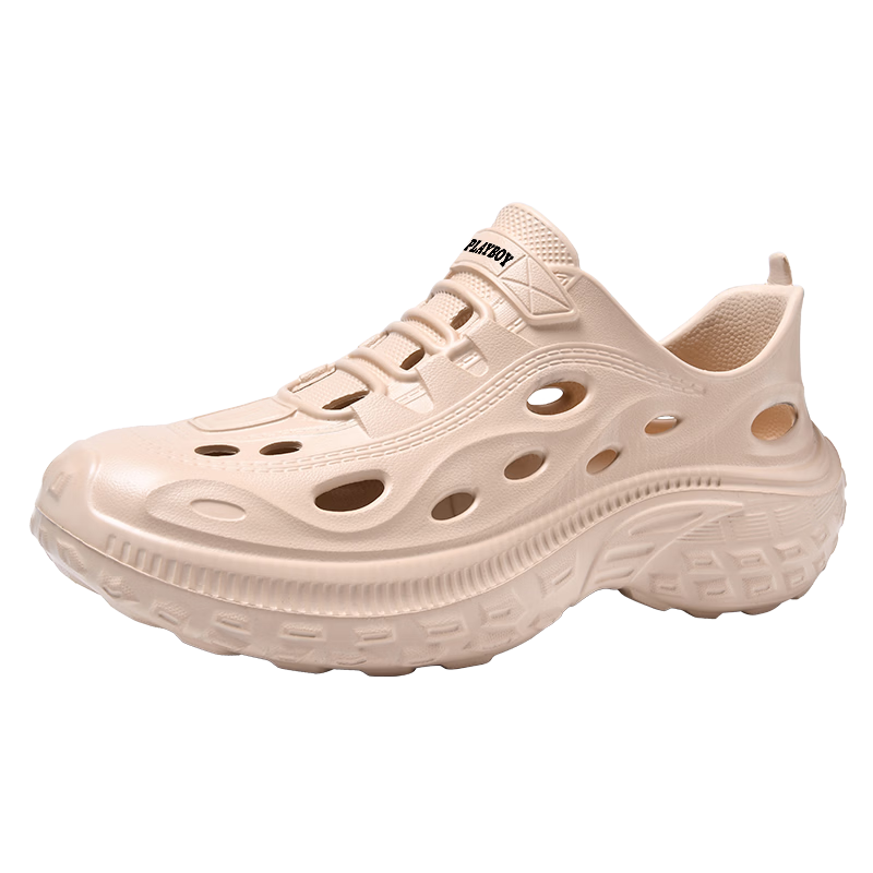 PLAYBOY Men's Summer 2026 Thick-Soled Closed-Toe Sandals Comfortable Thick-Soled Beach Shoes Khaki Size 40