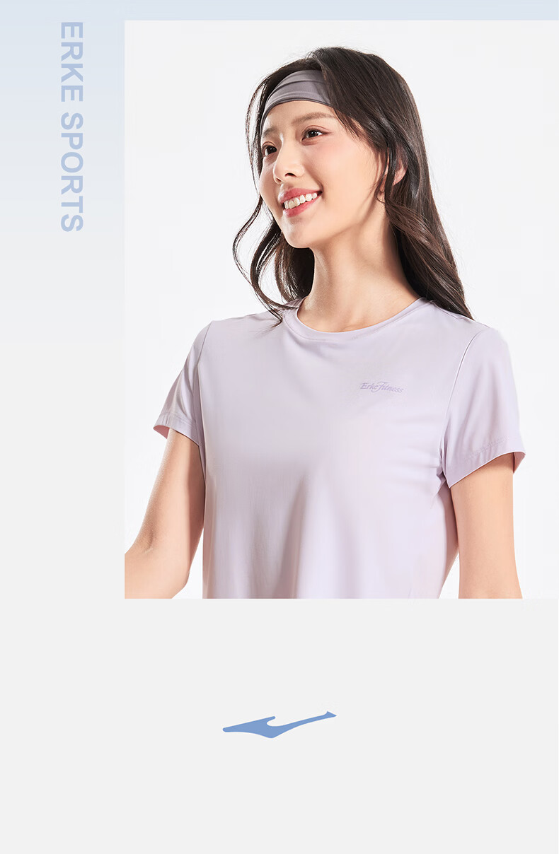 Erke Women's Crew Neck Short Sleeve Knit Shirt Summer Ice-Feel Functional T-Shirt Sports Running Casual Base Layer Top 13