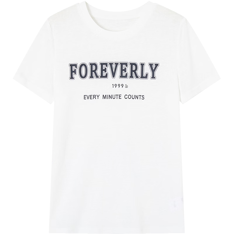 Demana [with Lyocell Cotton] Summer Simple Style Colorblock Letter Print Crew Neck Short Sleeve Comfortable Slim Fit Women's T-Shirt