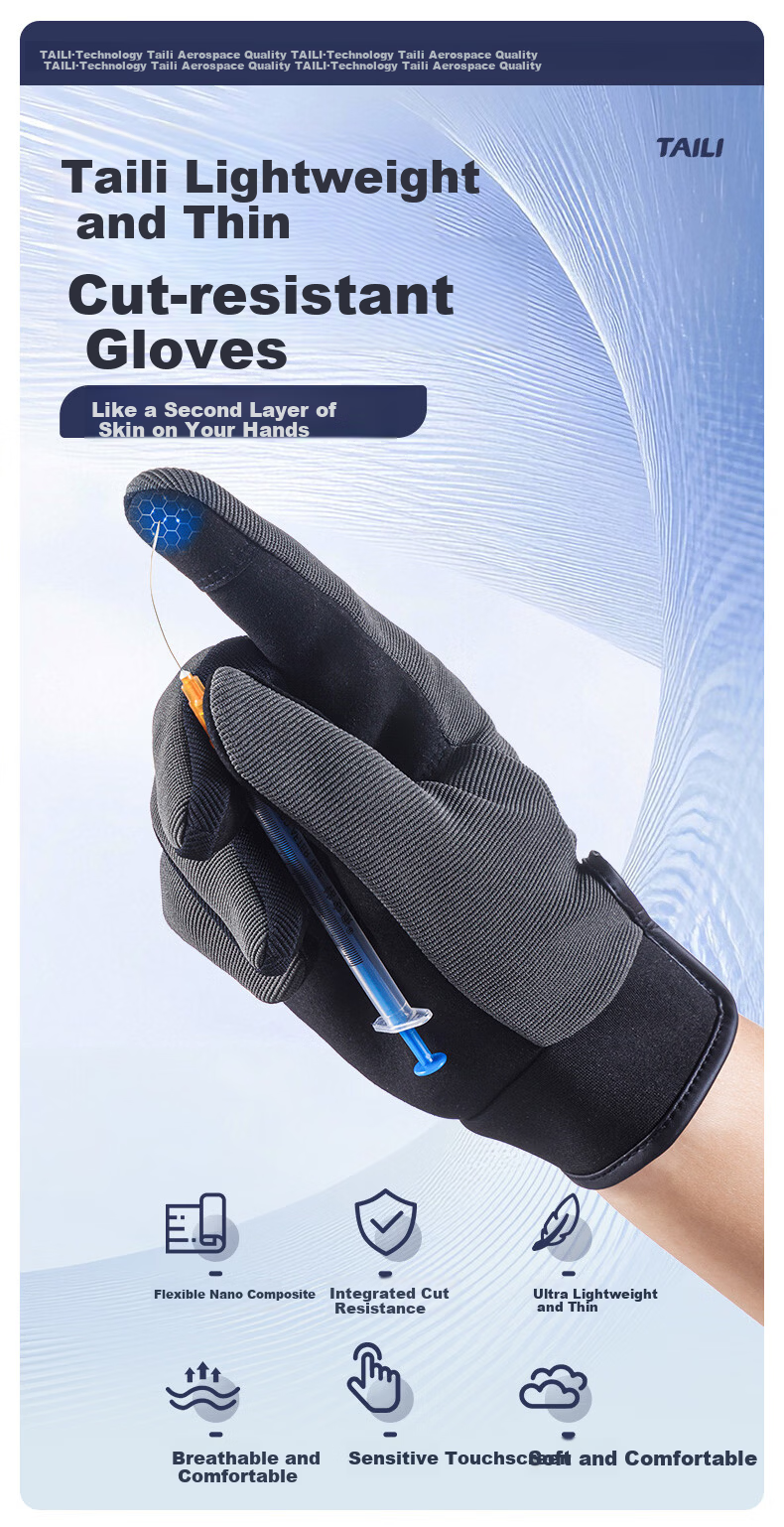 Taili Outdoor Hiking Climbing Tactical Cycling Beachcombing Sports Fitness Gardening Work Safety Anti-Cut Gloves Lightweight XL Size 2