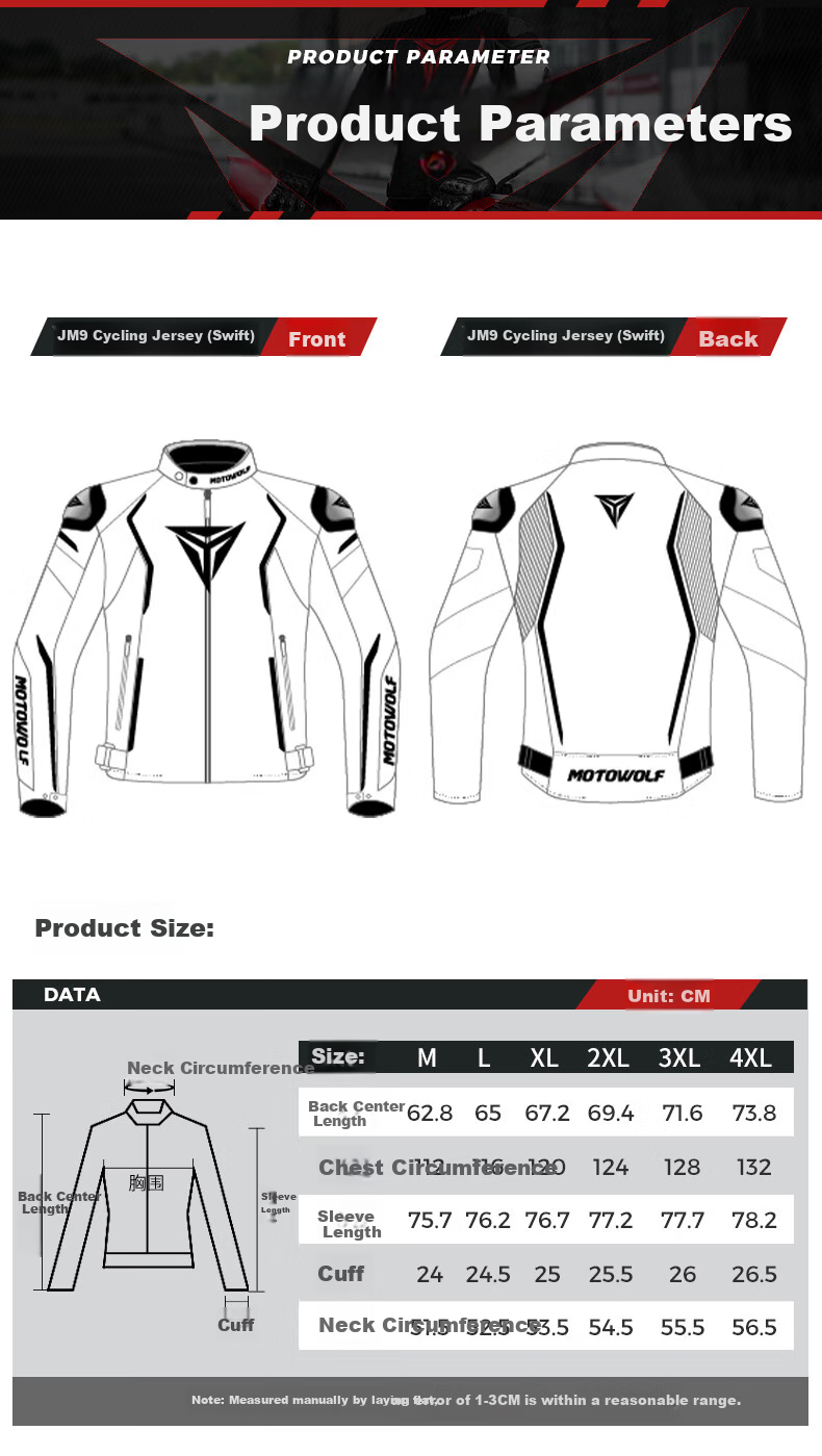 MOTOWOLF Motorcycle Riding Jacket Autumn Winter Unisex Four-Season Protective Racing Gear 16