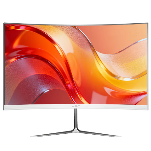 HPC 23.8-inch FHD 100Hz White Curved Monitor with Built-in Speakers, Three-Sided Micro-Edge, Wall-Mountable Screen C24H51F