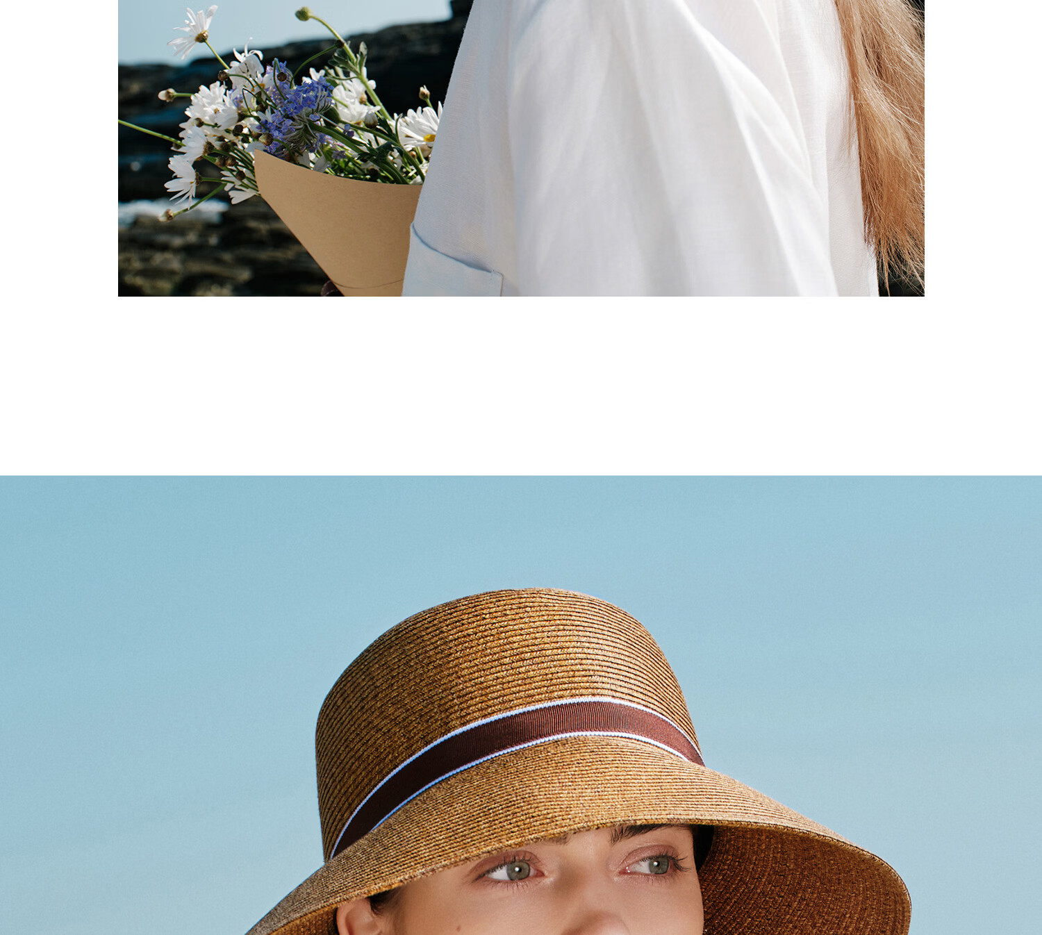 FANCET Women's Summer Straw Hat French Elegant Fisherman Hat Wide Brim UV Protection Beach Vacation Sun Hat 33