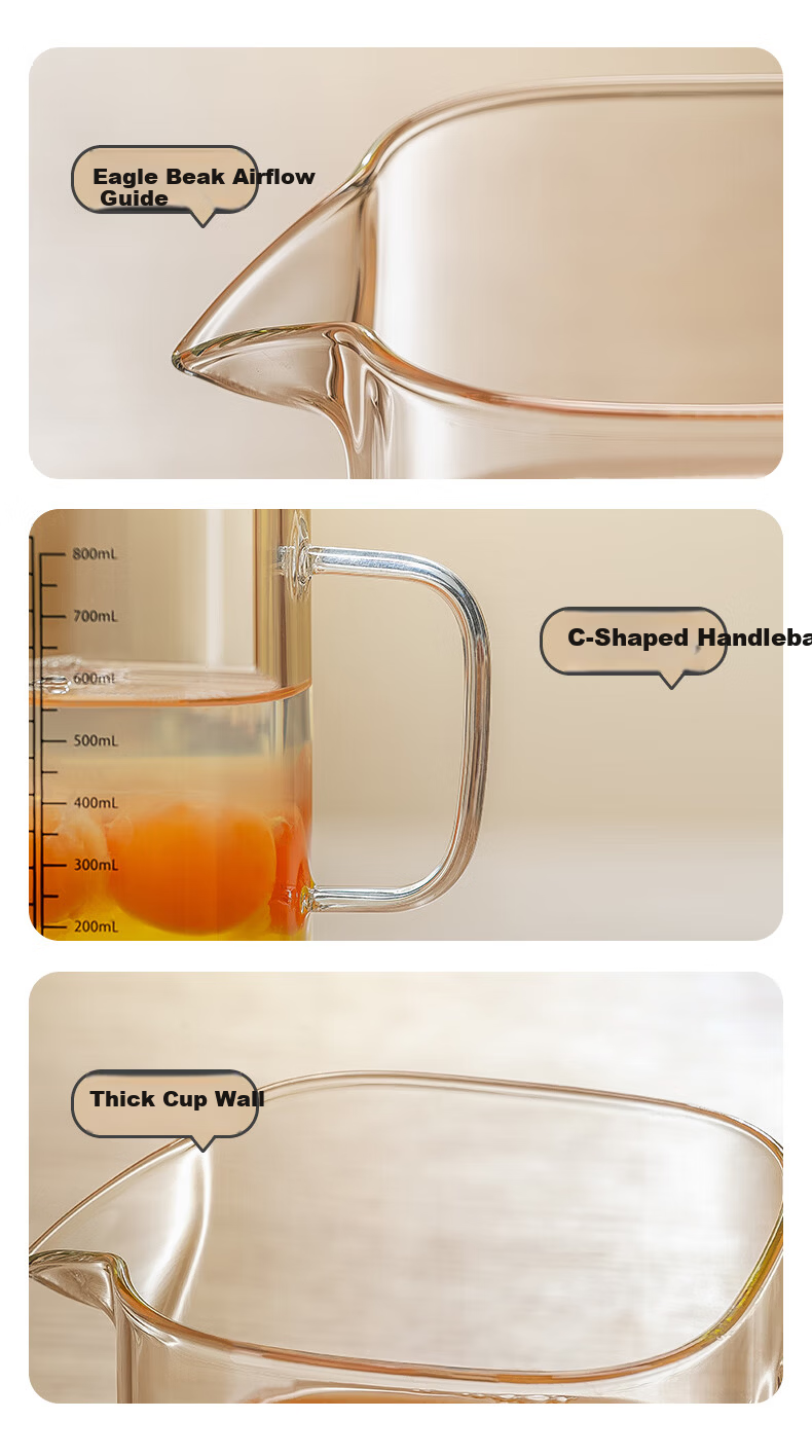CRISTALGLASS High Borosilicate Glass Measuring Cup Heat-Resistant Transparent Milk Beating Cup Household Baking Measuring Cup with Lid 15