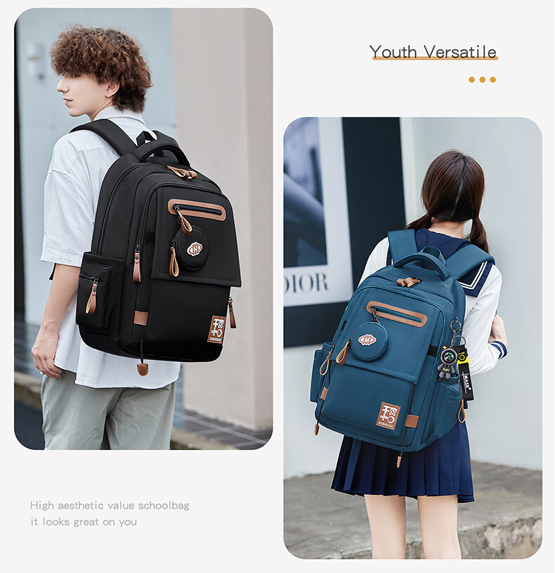 Dishuai Large Capacity Lightweight Breathable School Backpack for Junior High Boys, Middle School, High School, and College Students, Double Shoulder Bag 19