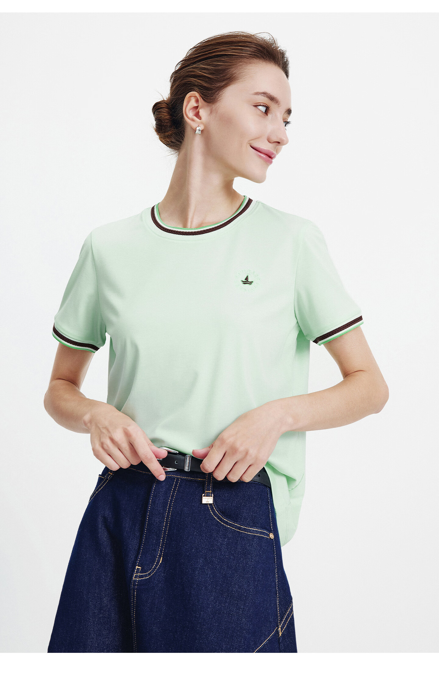 Navigare Small Sailboat Antibacterial Short Sleeve T-Shirt for Women 2026 New Mosquito-Repellent Commuter Casual Crew Neck Top 2325506501 19