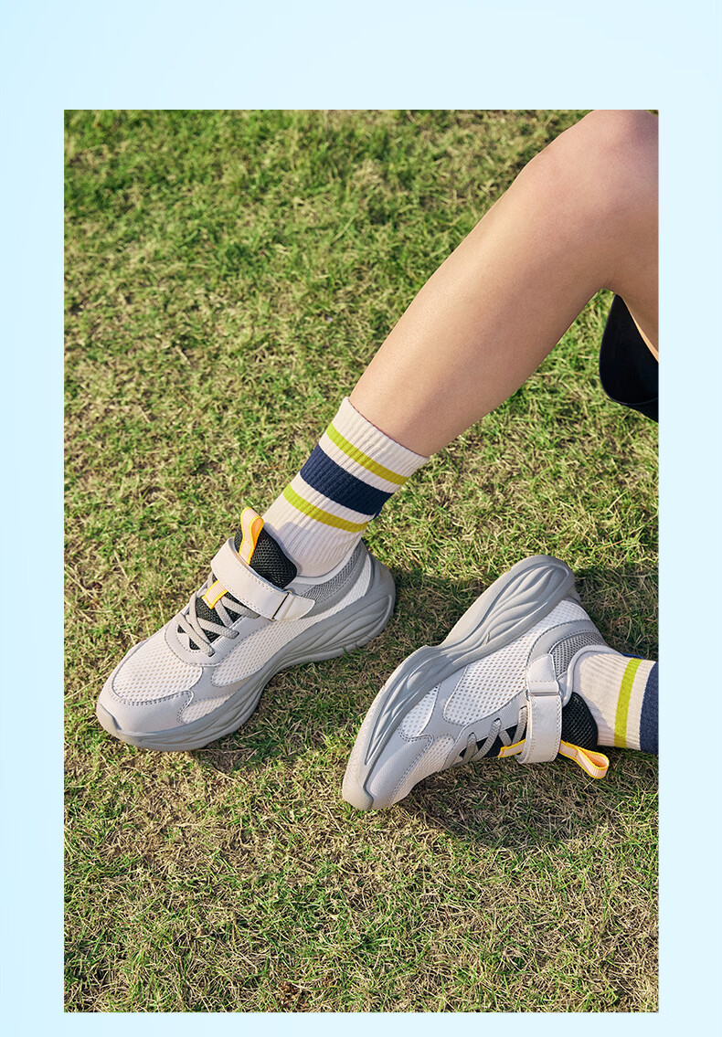 ERKE Kids Summer Mesh Boys and Girls Sports Shoes Children's Breathable Running Shoes Microcrystal White/Cloud Gray/Clean Water Color Size 36 13