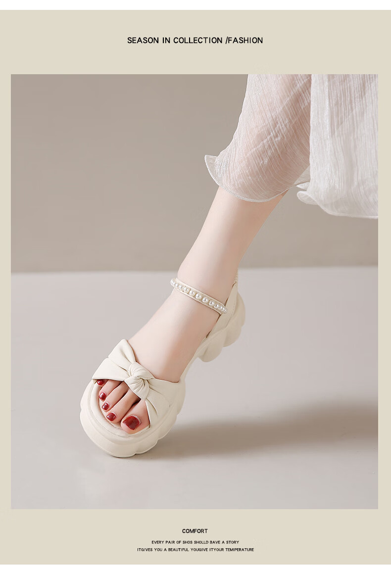 Cartelo Crocodile Women's Sandals Summer New Fashion Flat High Heel One-strap Casual Shoes 1779 Beige 38 11