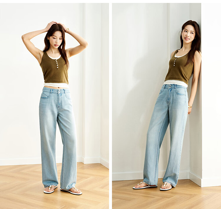 Semir Senrou | Women's Jeans, Summer Cool Vintage Wide-Leg Pants, Trendy Long Trousers for Girls, INS Style, 103325124001A 25