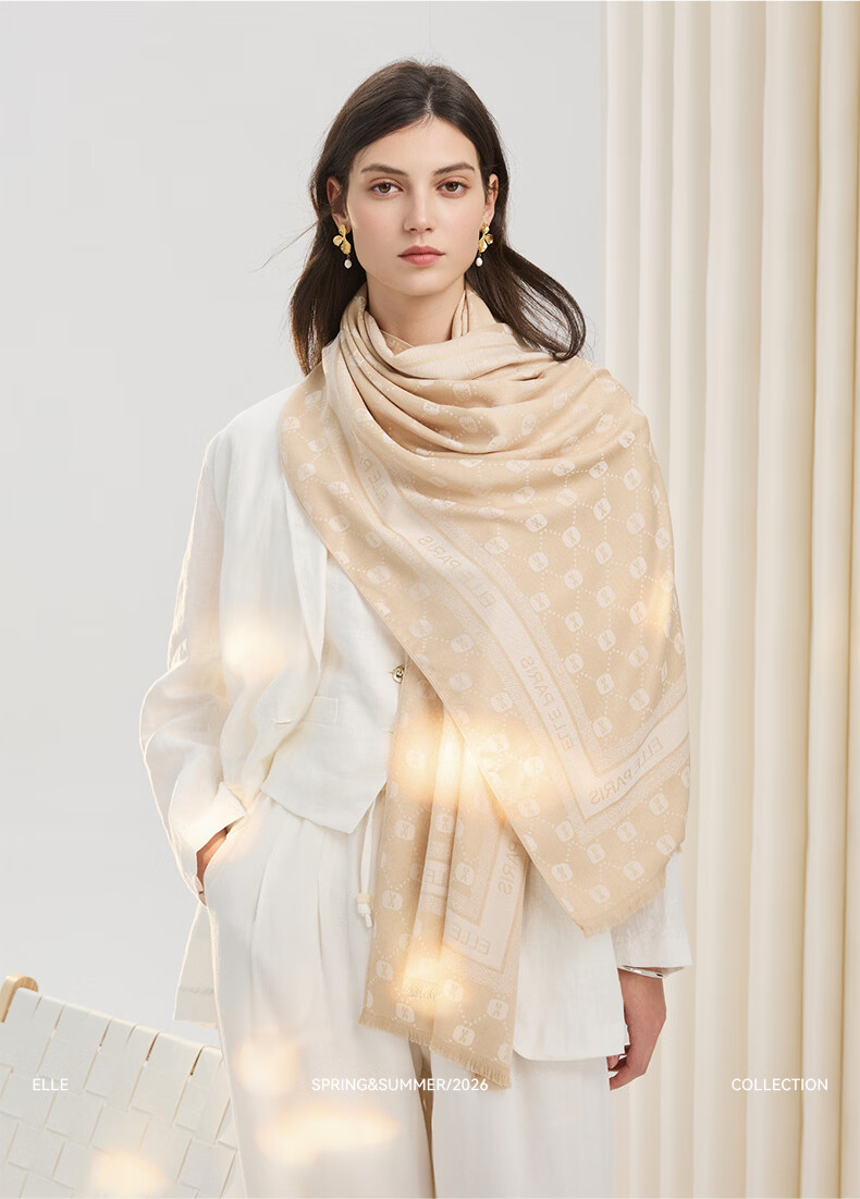 ELLE Women's Summer Office Air-Conditioned Room Warmth Shawl with Mulberry Silk Large Size Gift Box Scarf 17