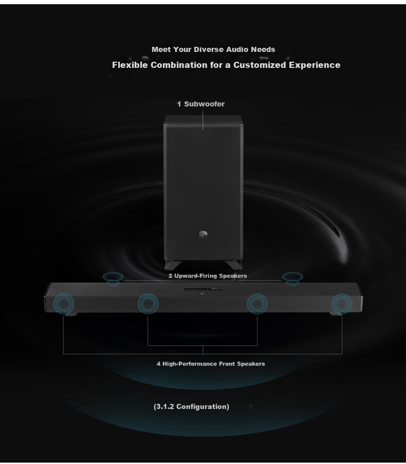 HiVi Hyperspace Soundbar 3.1.2 Channel Dolby Audio Home Theater Gaming TV Speaker Gray 2