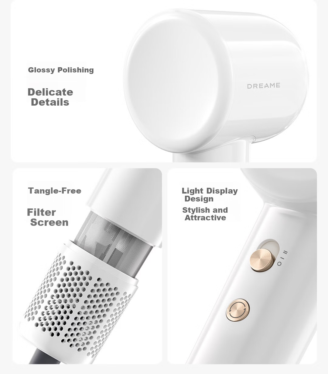 Dreame ZMD G10 High-Speed Hair Dryer Lightweight Low Noise Powerful Quick-Dry Ionic Wind White (Wanshang) 11