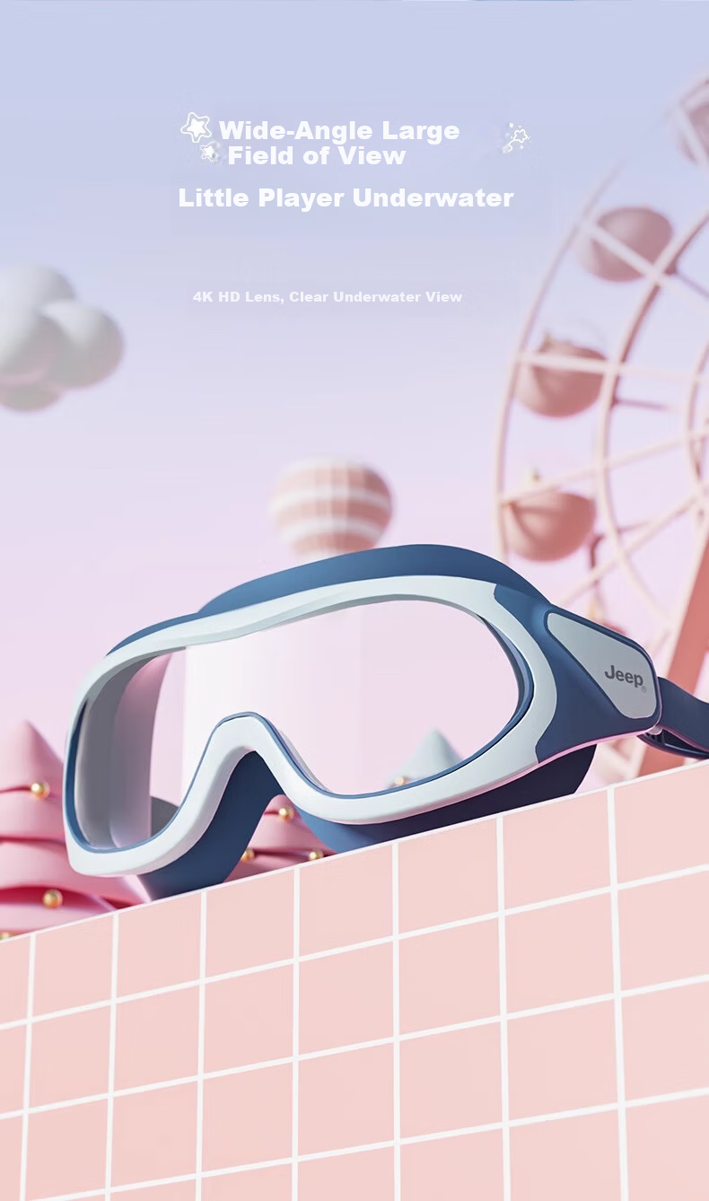 JEEP Kids Swimming Goggles Large Frame HD Anti-Fog Waterproof Boys Diving Goggles Girls Swimming Glasses Lavender Purple Plano 2