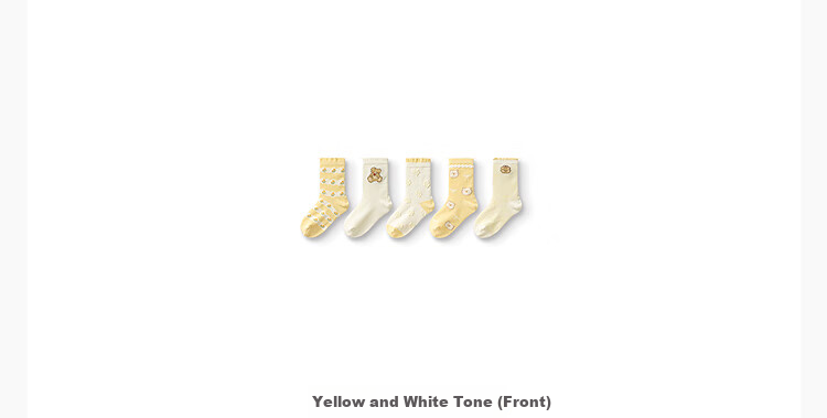 Balabala [balaOne] Children's Socks Spring and Autumn Girls' Cotton Mid-Calf Socks Skin-Friendly Jacquard Five Pairs Set 11