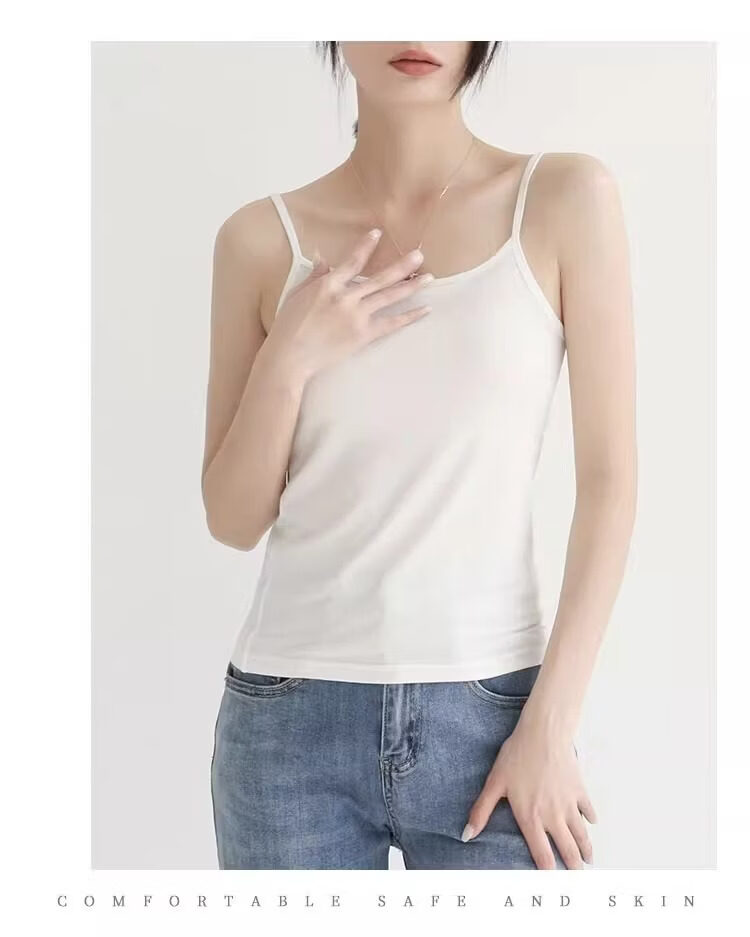Modal Women's Slim Fit Sleeveless Camisole Tank Top Thin Layering Shirt Spring Summer M 18