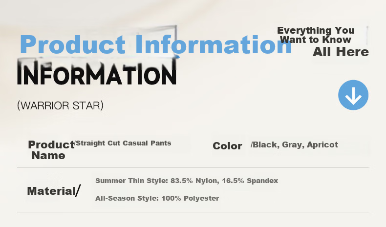 Warrior Casual Pants for Men, Straight-Leg Wide-Leg Trousers, Sports Sweatpants for Men, Versatile Long Pants, Black, Size M 7
