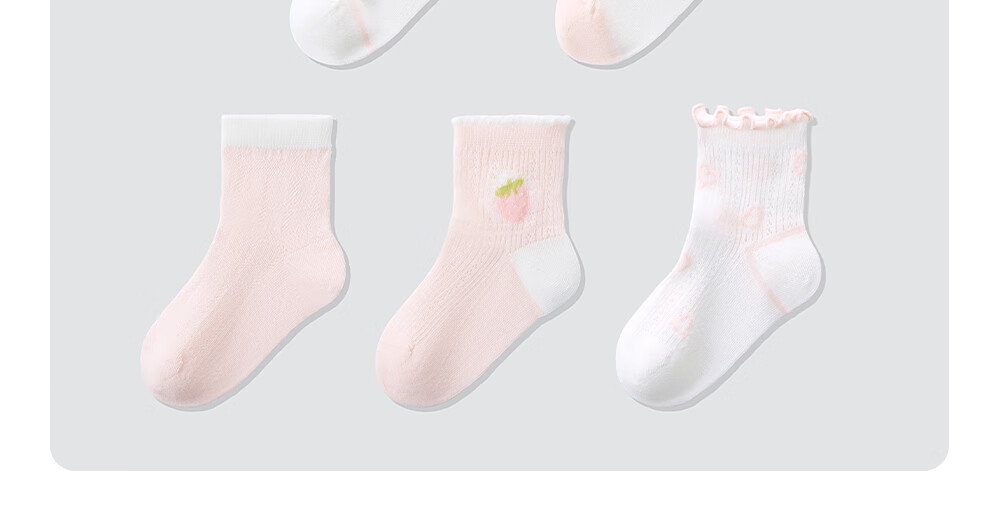 Betis Children's Socks Summer Thin Breathable Girls Mid-calf Mesh Lace Seamless Class A Baby Socks 34