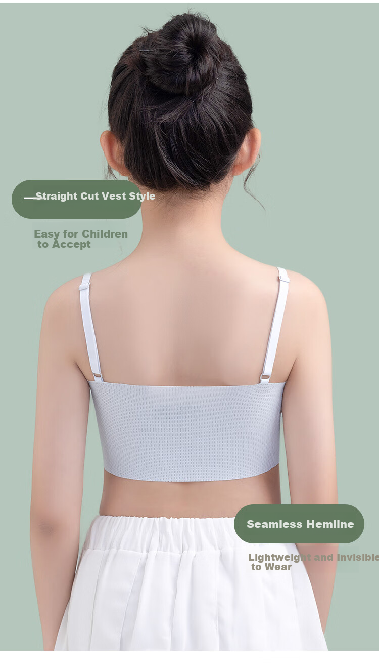 FitonTon 2-Pack Girls' Underwear Developmental Stage Elementary School Girls' Bras Stage 1 Anti-Peek Padded Cotton Vest 15