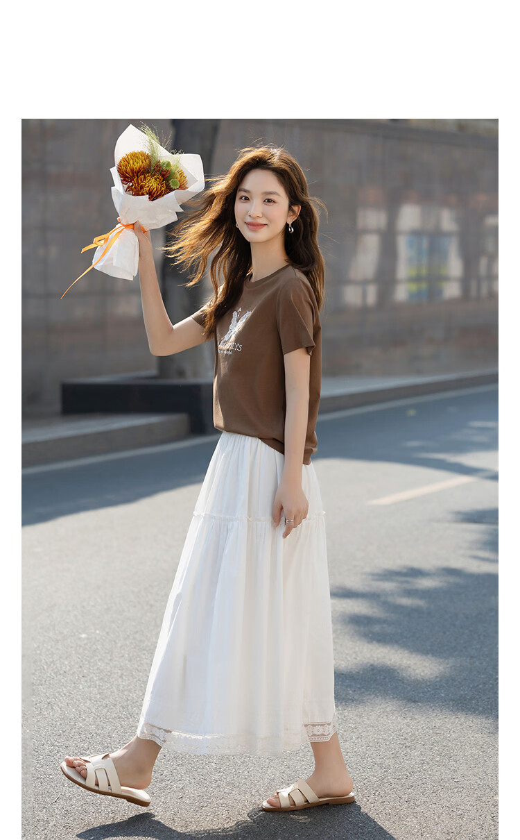 Demana [Cool Sorona] Summer Elegant Round Neck Lace Applique Embroidered Butterfly Slim Fit T-Shirt for Women Premium Feel 4