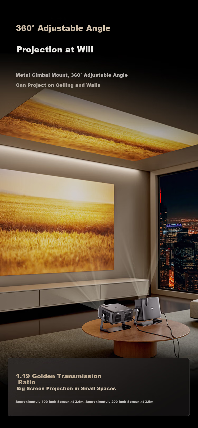 JD Jingzao Ultra 1300CVIA High-Brightness PTZ Projector Laser TOF Visual Focus Home Theater All-in-One PTZ 4K Smart Projector 9