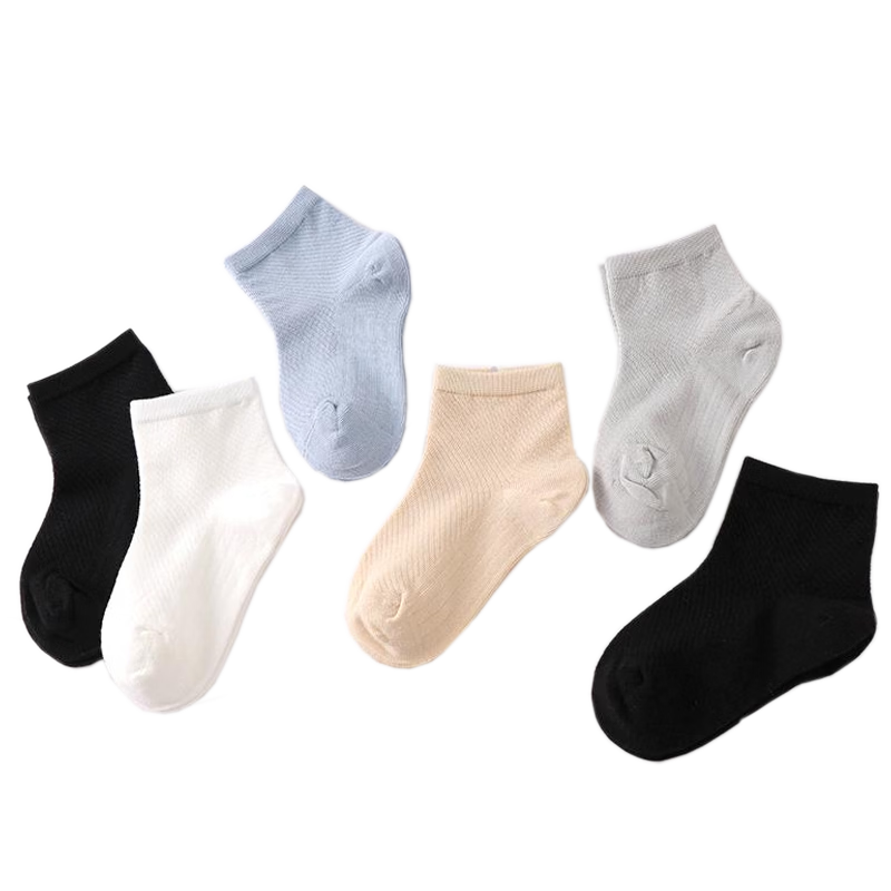 Mianwuqi Pure Cotton Children's Odor-Resistant Socks Boys Baby Mid-Calf Black and White Socks