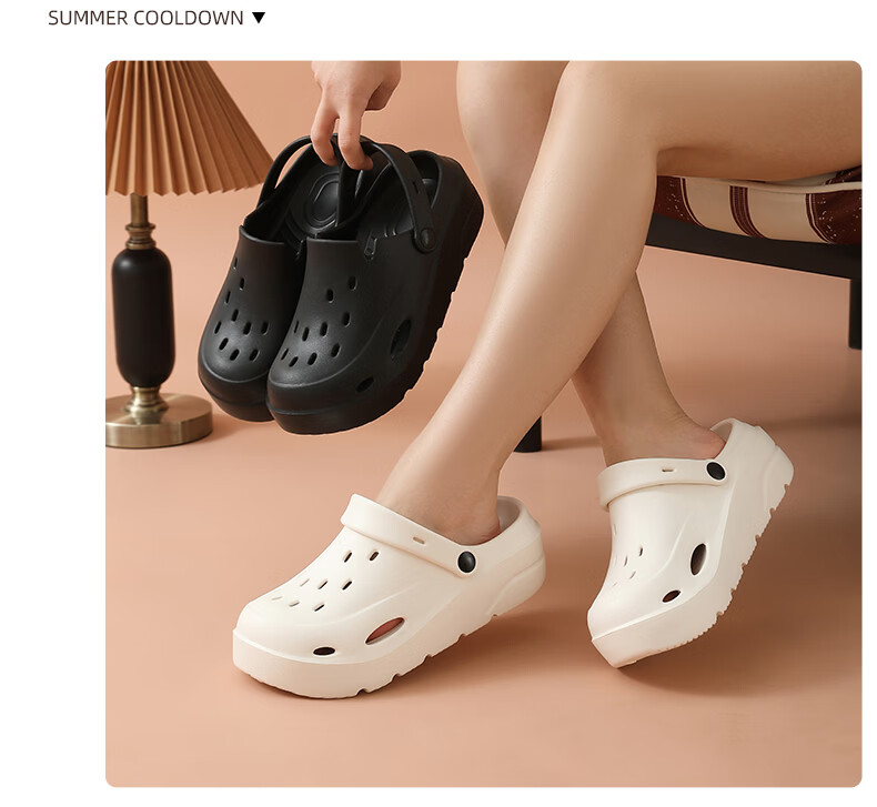 Cartelo Crocodile Women's Summer Hole Shoes Thick Sole Comfortable Beach Sandals Black 37-38 7