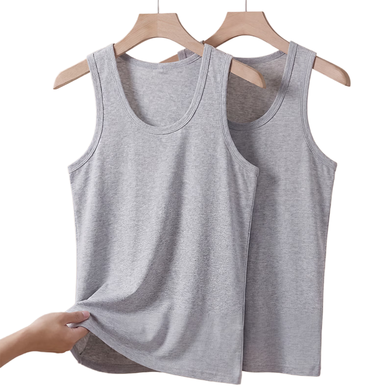 Hengyuanxiang 100% Cotton Men's Sports Vest Sweat-Absorbent Breathable Loose Fit All-Season High Elasticity 2-Pack