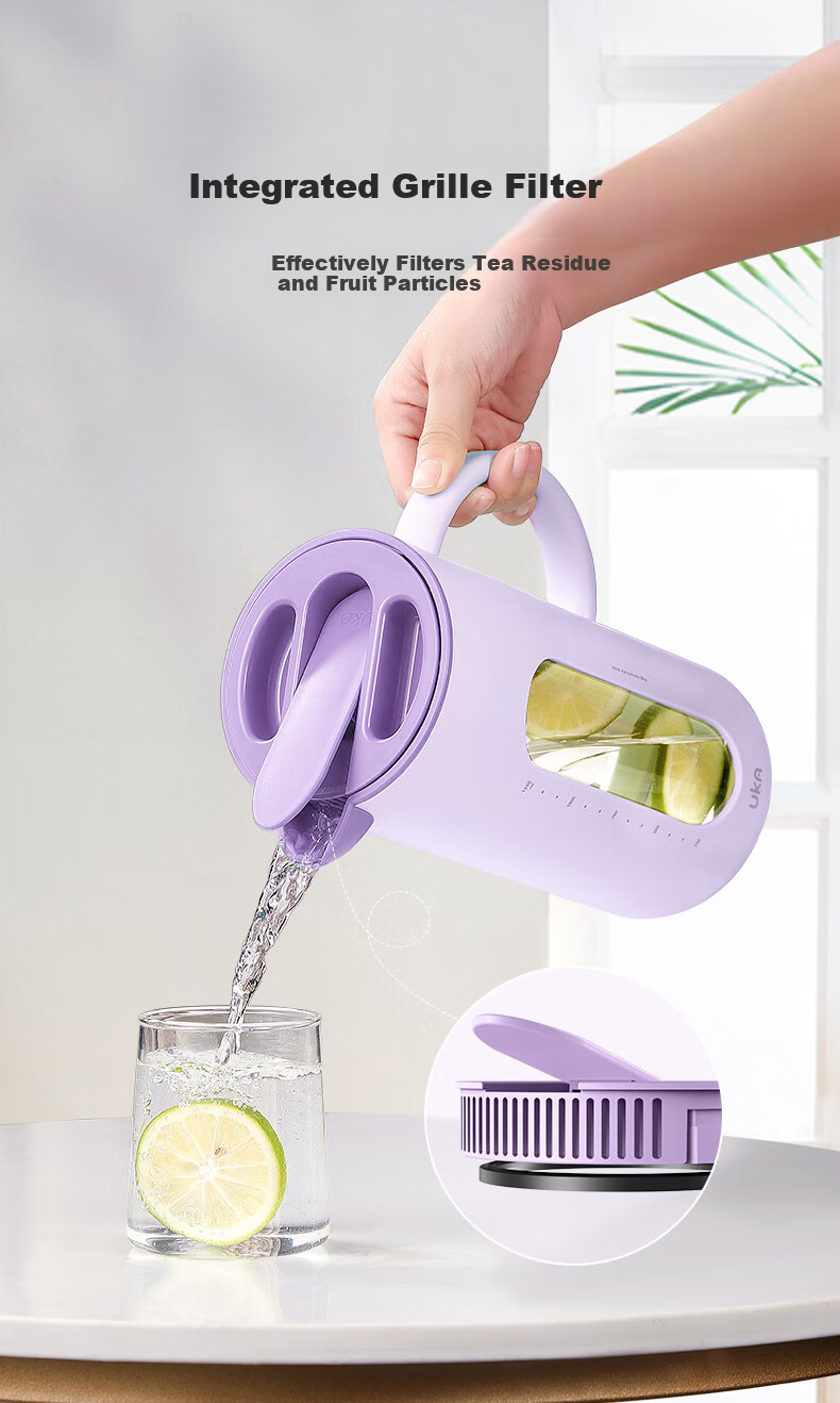 UKA Glass Water Pitcher Cold Water Jug High Temperature Resistant Large Capacity Household Tea Kettle Purple 9