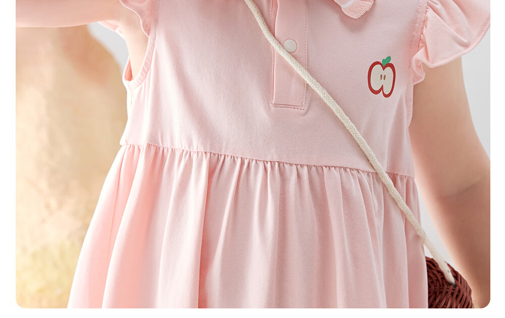 Betis Girls Summer Dress Children's Long Dress Thin Princess Breathable Sweat-Absorbing Polo Collar Baby Dress with Small Flutter Sleeves 18