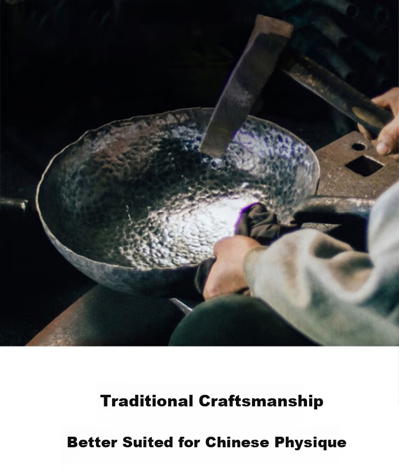 Jinweide Zhangqiu Hand-Forged Iron Wok Non-Coated Non-Stick Home Cooking Frying Pan Fish Scale Pattern 6